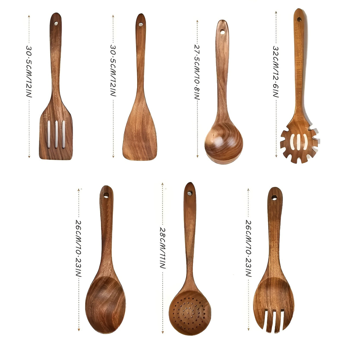 7-Piece Wooden Kitchen Utensil Set - Heat-Resistant and Non-Stick