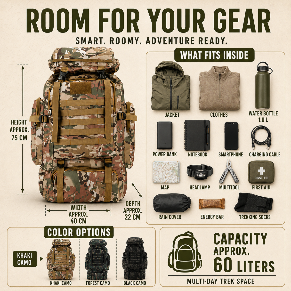 80-Liter Trekking Backpack