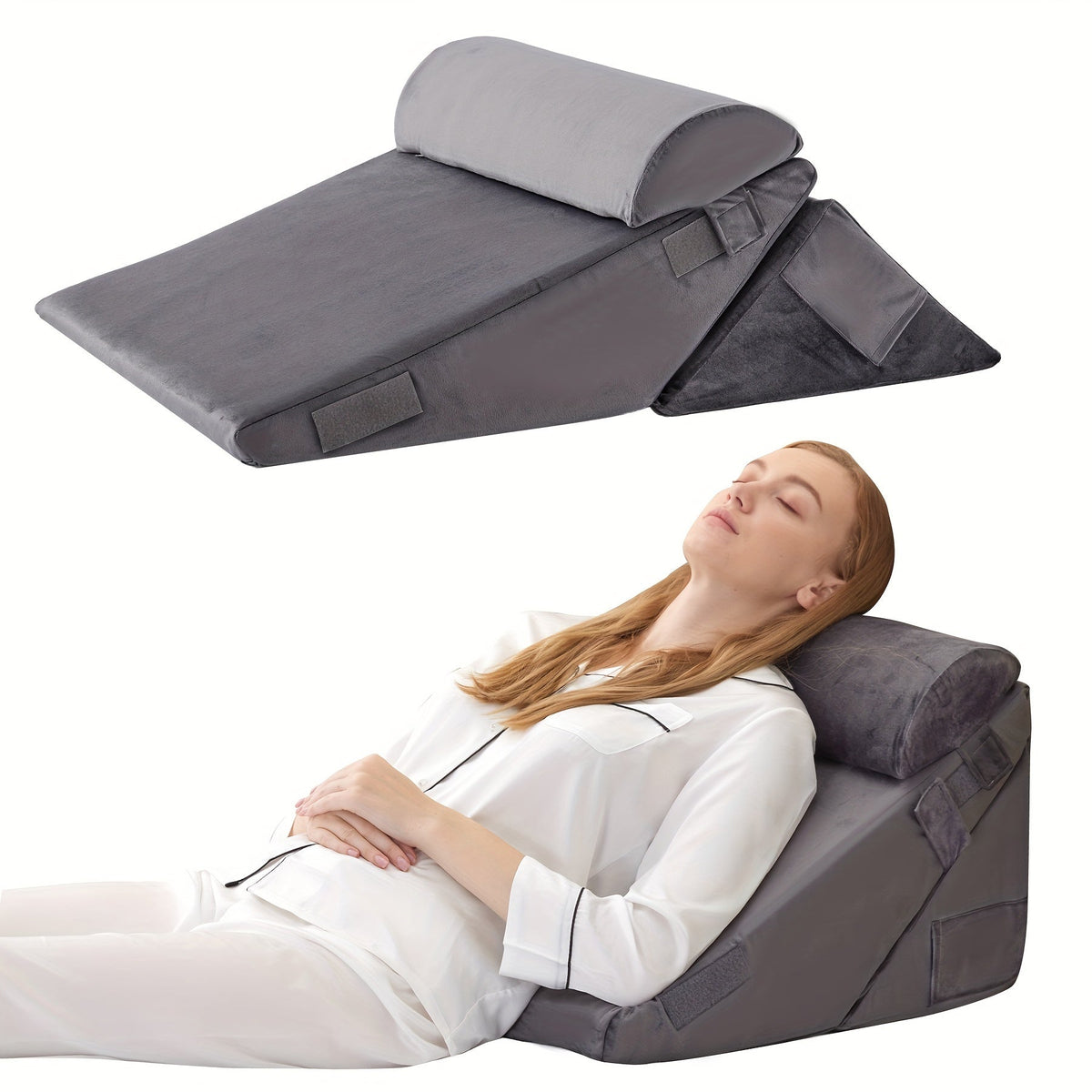 Adjustable Bed Wedge Pillow for Comfort, Support & Leg Elevation