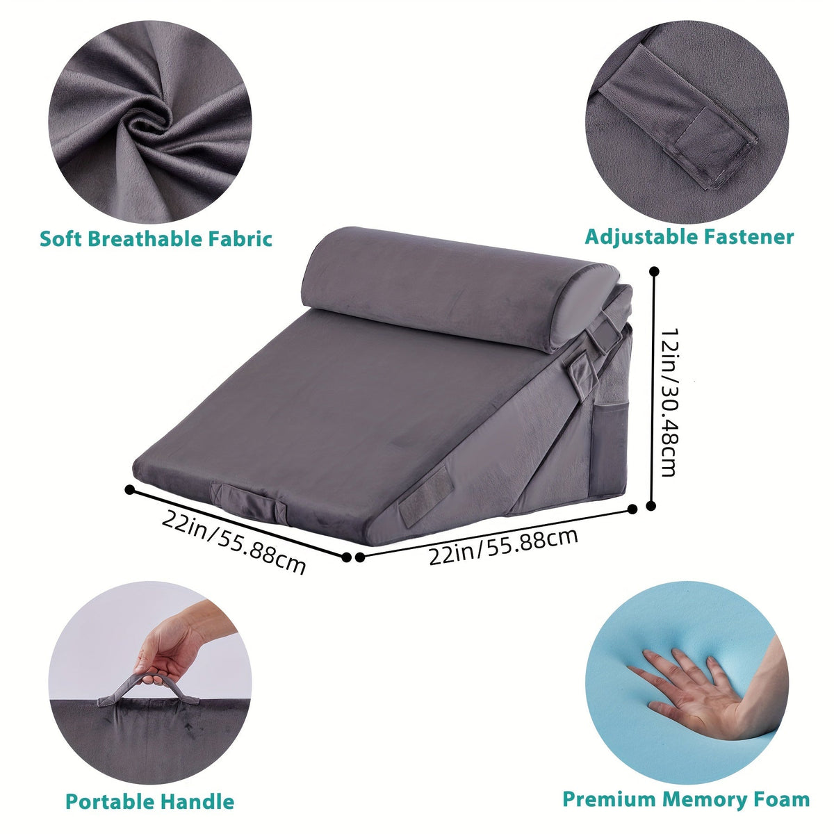 Adjustable Bed Wedge Pillow for Comfort, Support & Leg Elevation