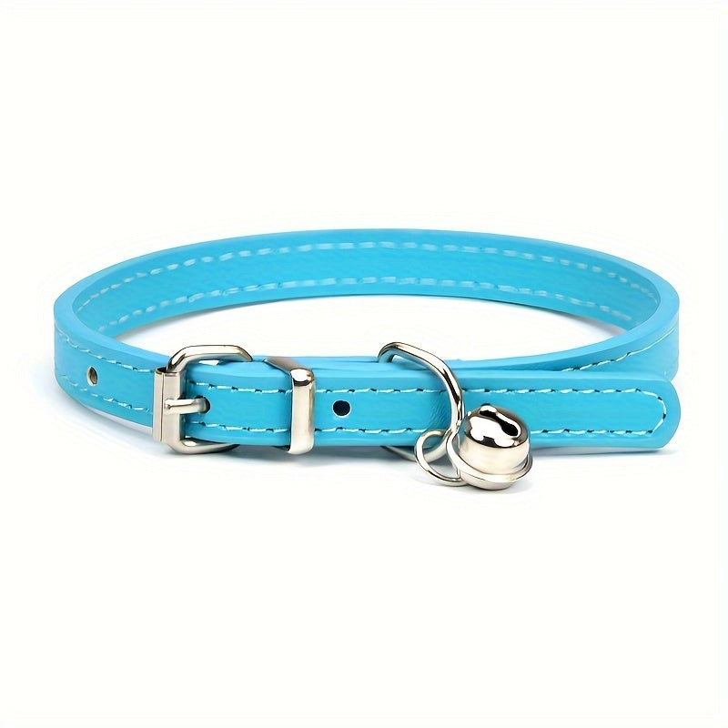 Adjustable Cat Collar with Bell – Durable Faux Leather with Safety Buckle for Cats of All Sizes