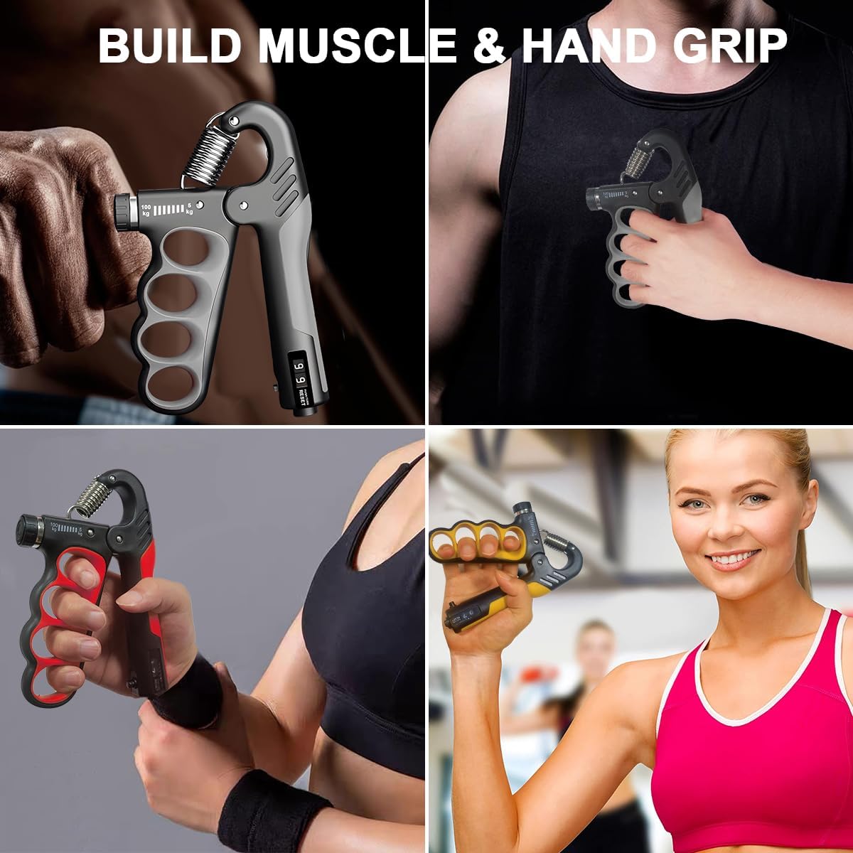 Adjustable Hand Grip Strengthener | 5–100 kg Resistance | Rep Counter | Non-Slip Handles