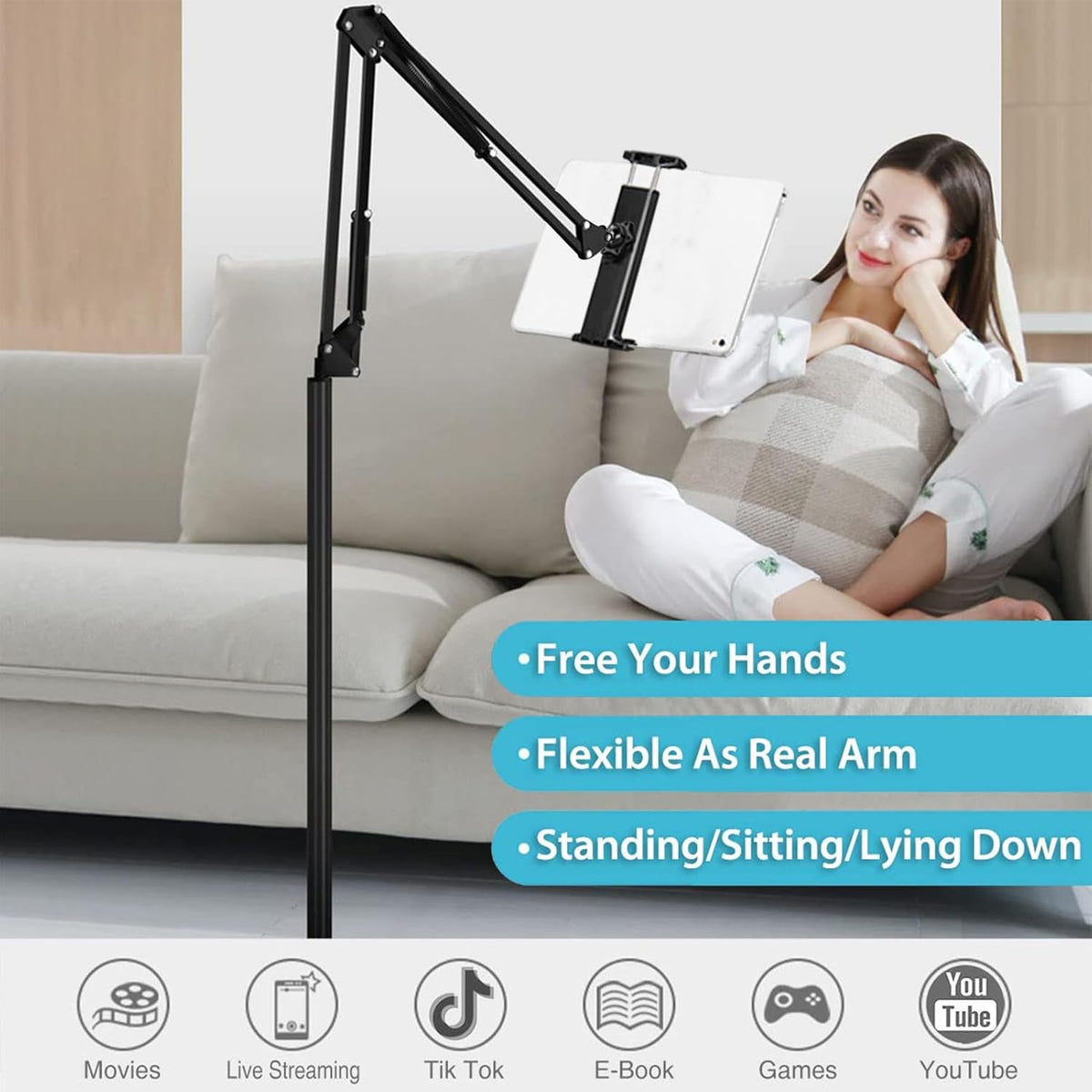 Adjustable Phone & Tablet Floor Stand for Hands-Free Viewing