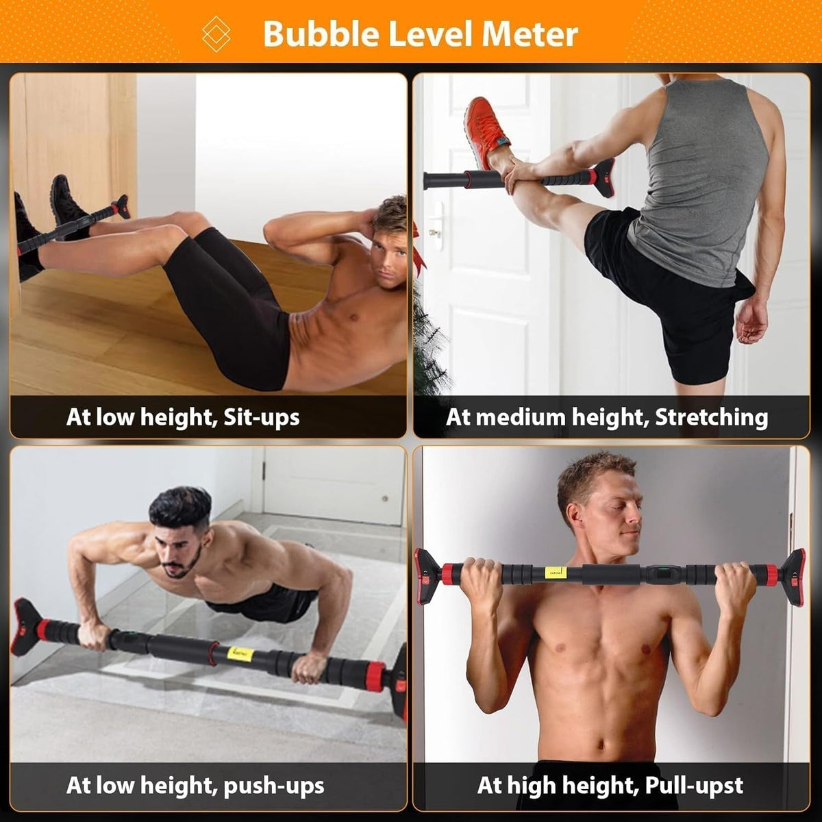 Adjustable Steel Doorway Pull-Up Bar for Home Fitness