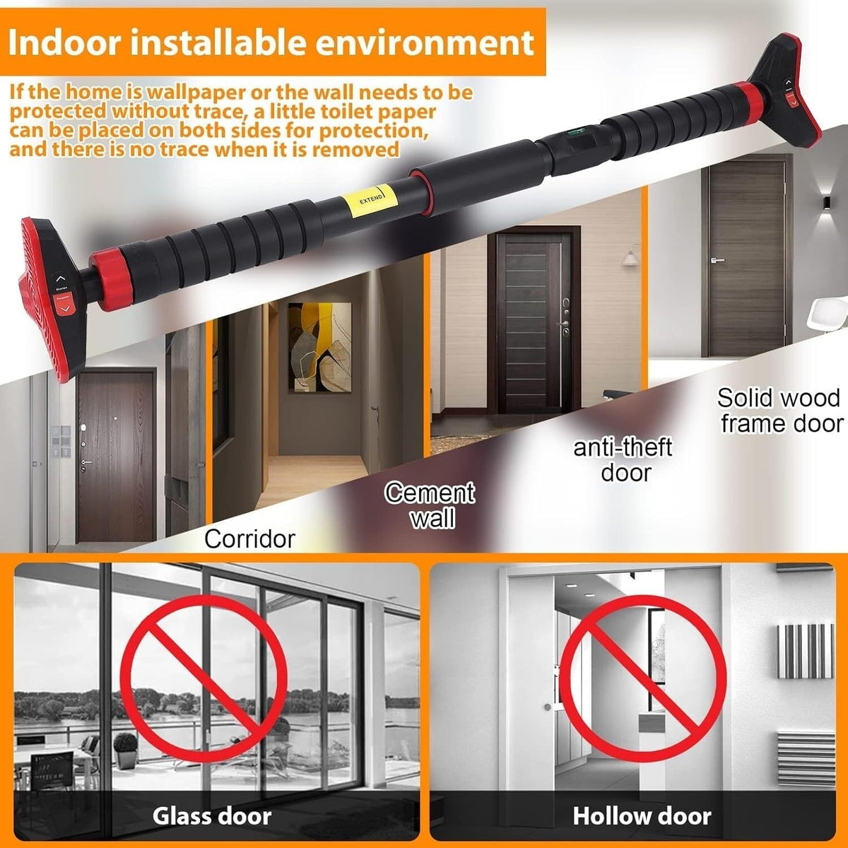 Adjustable Steel Doorway Pull-Up Bar for Home Fitness