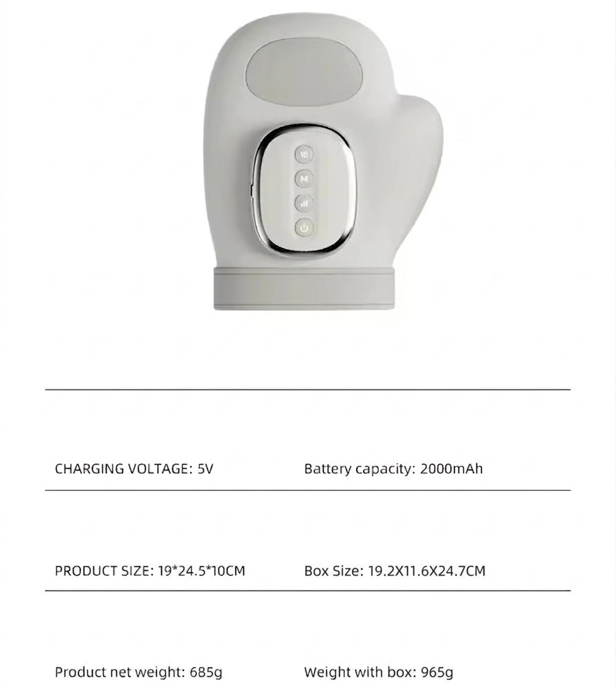 Air Compression Hand Massager with Heat, 3 Modes, 5 Intensity Levels and 2000mAh Rechargeable Battery