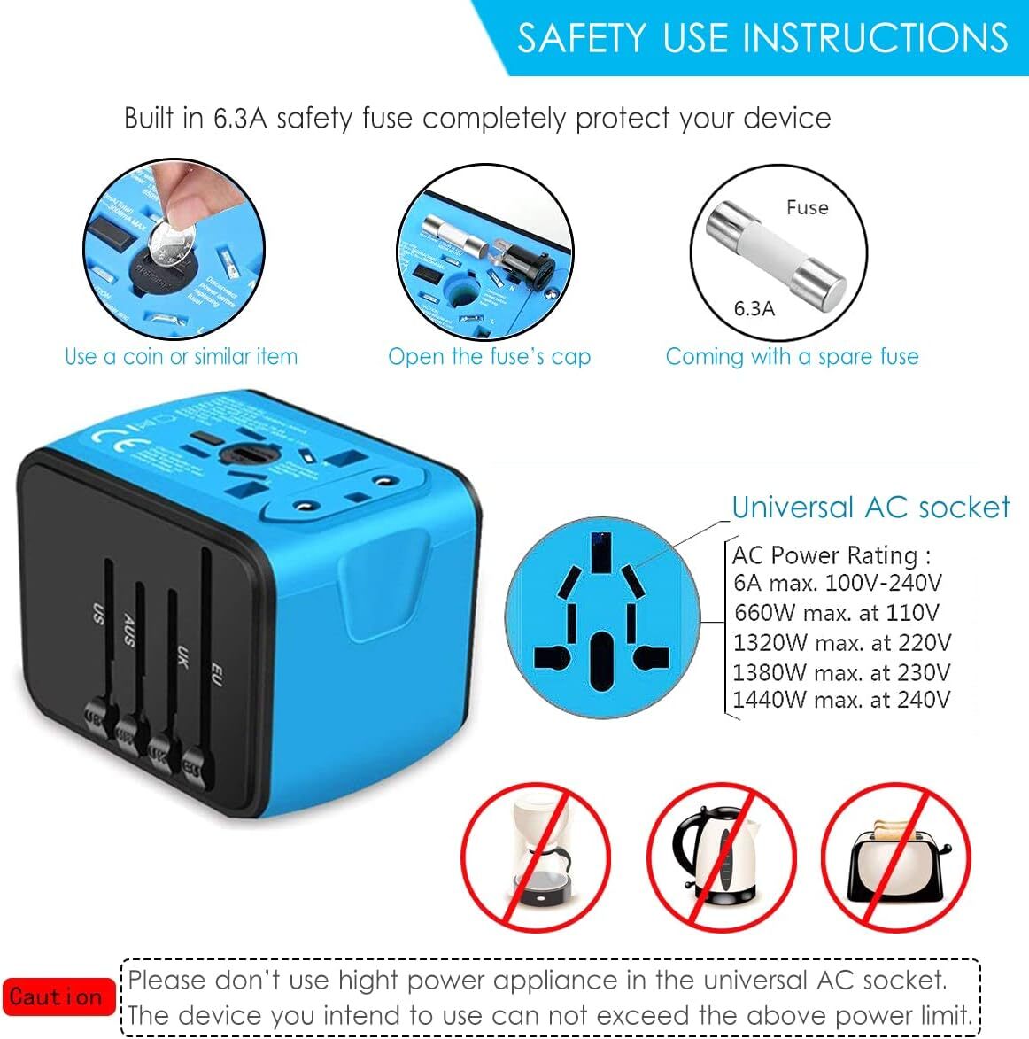 All-in-One Universal Travel Adapter Power Hub
