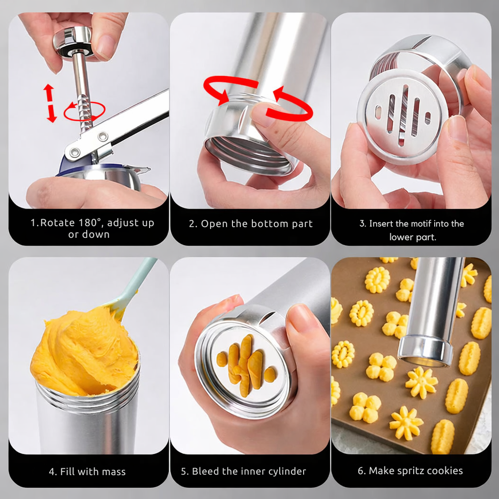 Aluminium Cookie Press for Spritz Cookies and Decorating