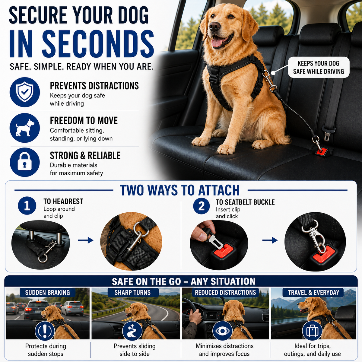 Anti-Chew Wire Dog Car Tether