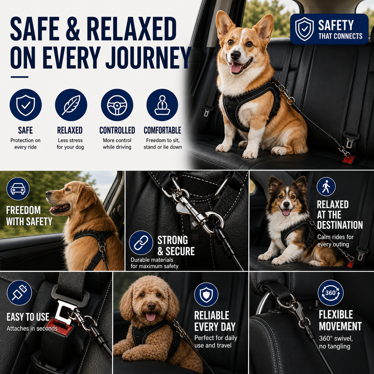 Anti-Chew Wire Dog Car Tether
