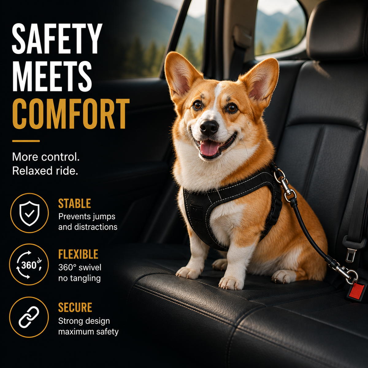 Anti-Chew Wire Dog Car Tether