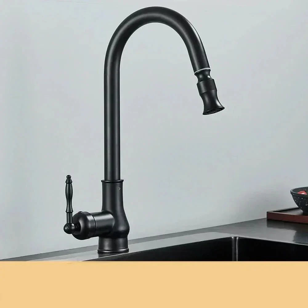 Antique Brass Kitchen Faucet with Swivel Spout