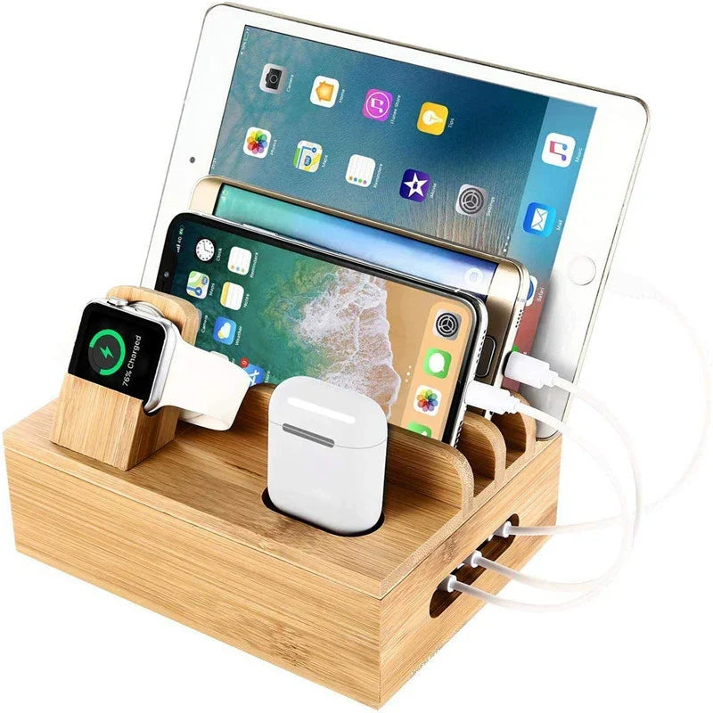Bamboo Charging Station – 5-Port USB Organiser
