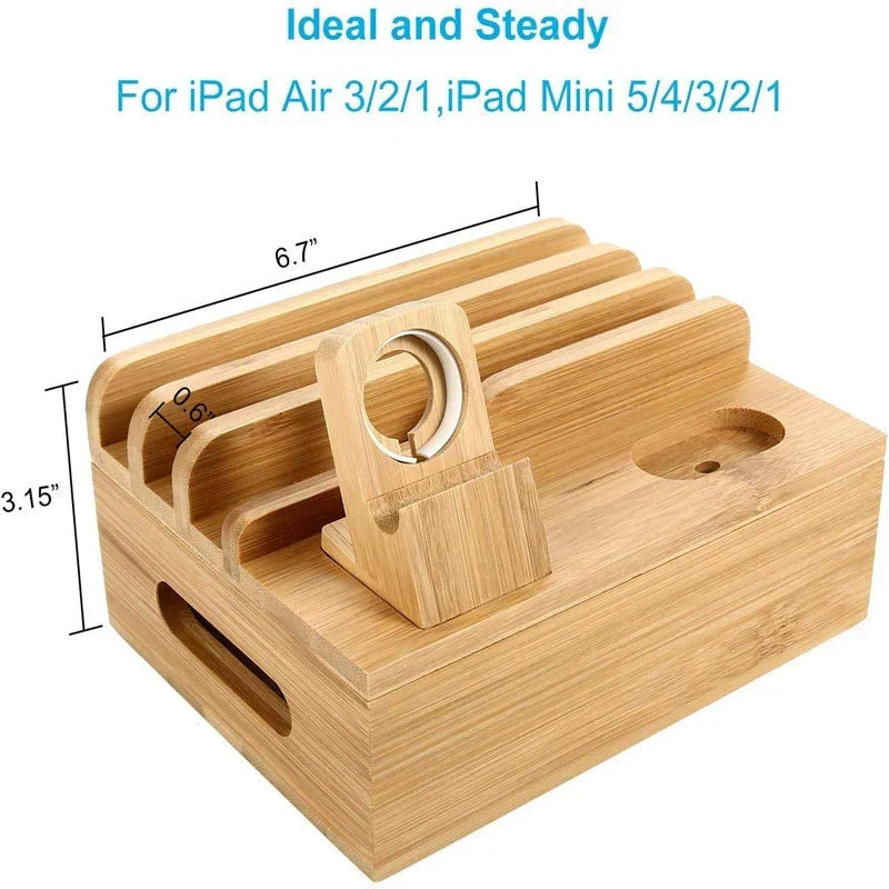 Bamboo Charging Station – 5-Port USB Organiser