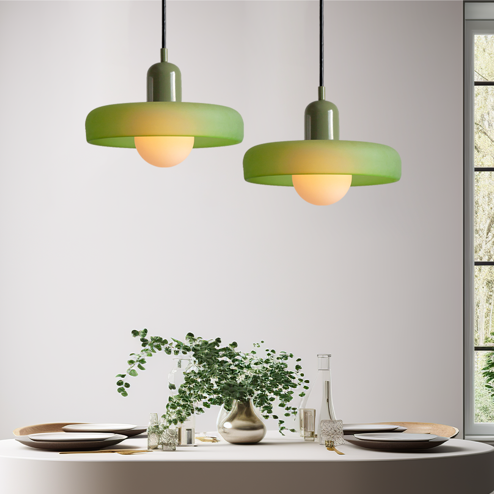 Bauhaus Coloured Glass Pendant Light – Modern Adjustable Living Room Hanging Lamp