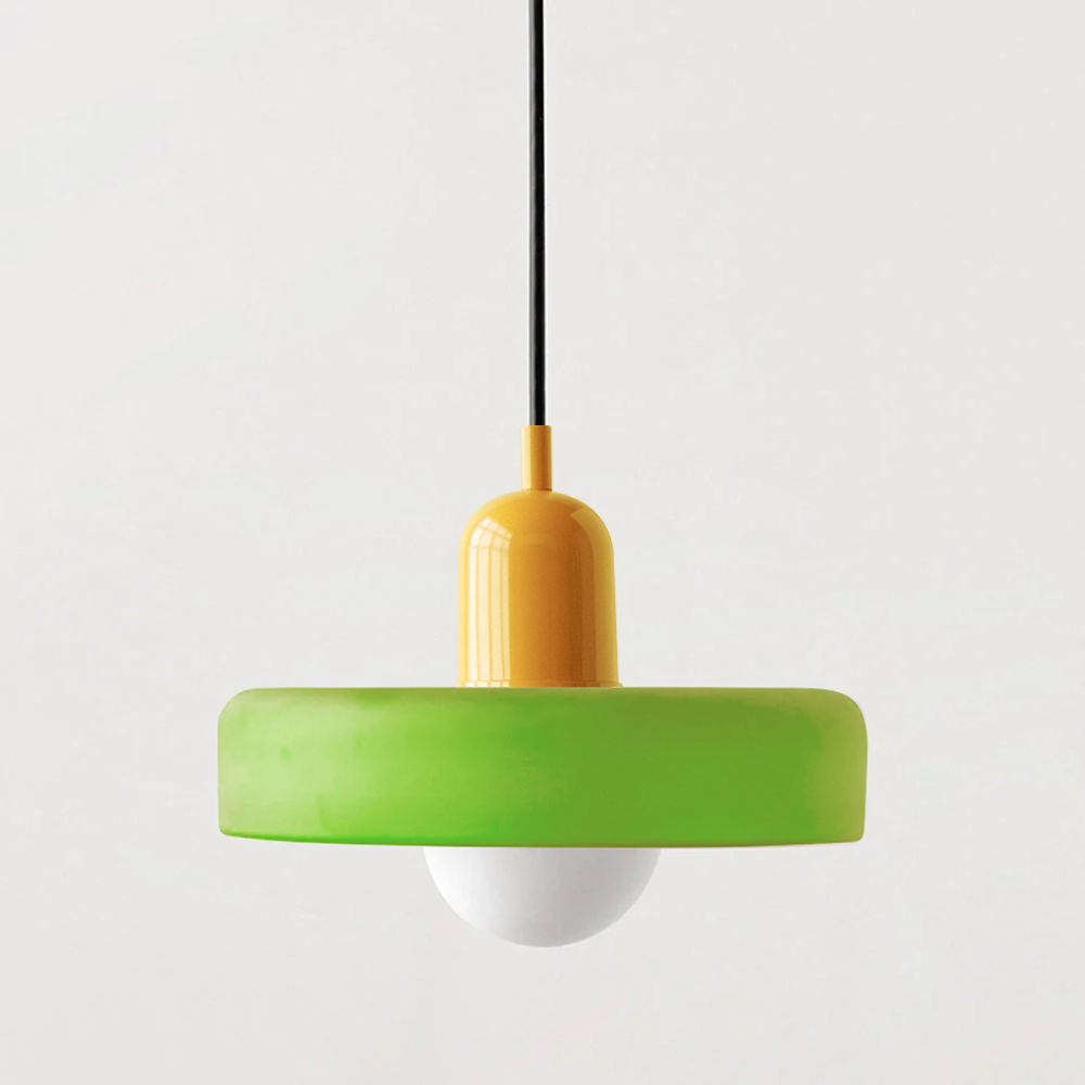 Bauhaus Coloured Glass Pendant Light – Modern Adjustable Living Room Hanging Lamp