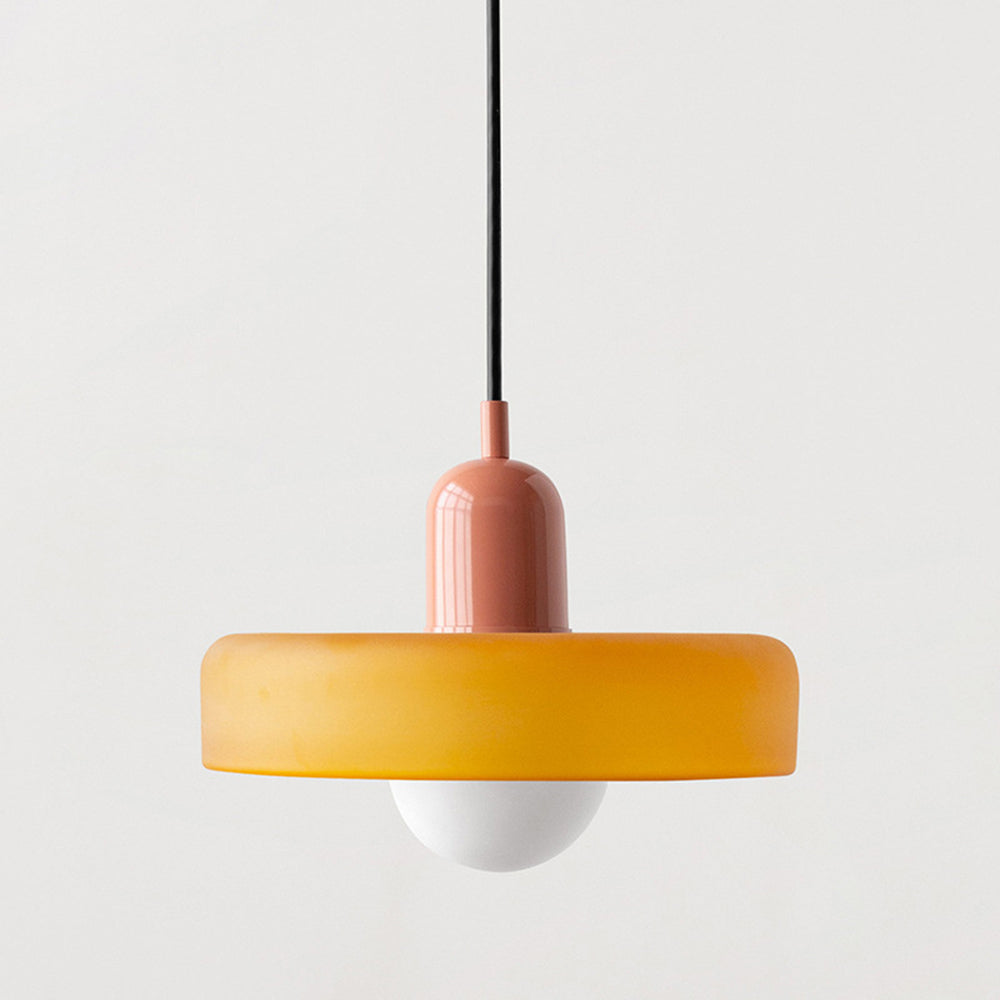Bauhaus Coloured Glass Pendant Light – Modern Adjustable Living Room Hanging Lamp