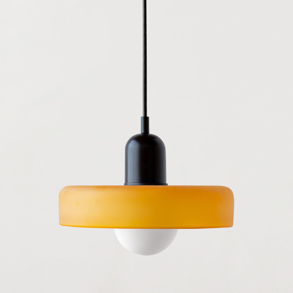 Bauhaus Coloured Glass Pendant Light – Modern Adjustable Living Room Hanging Lamp