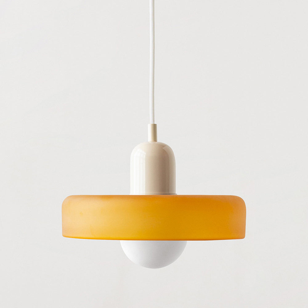 Bauhaus Coloured Glass Pendant Light – Modern Adjustable Living Room Hanging Lamp