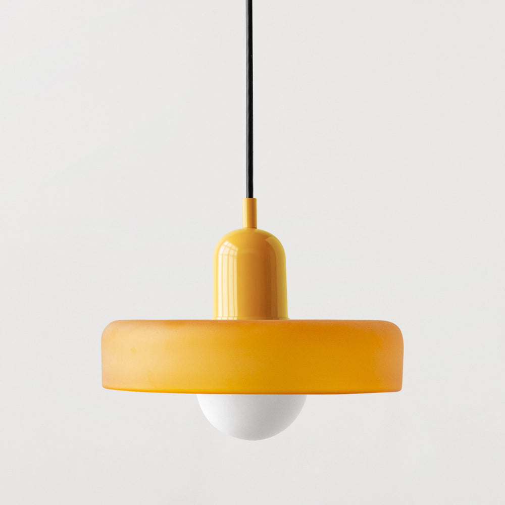 Bauhaus Coloured Glass Pendant Light – Modern Adjustable Living Room Hanging Lamp