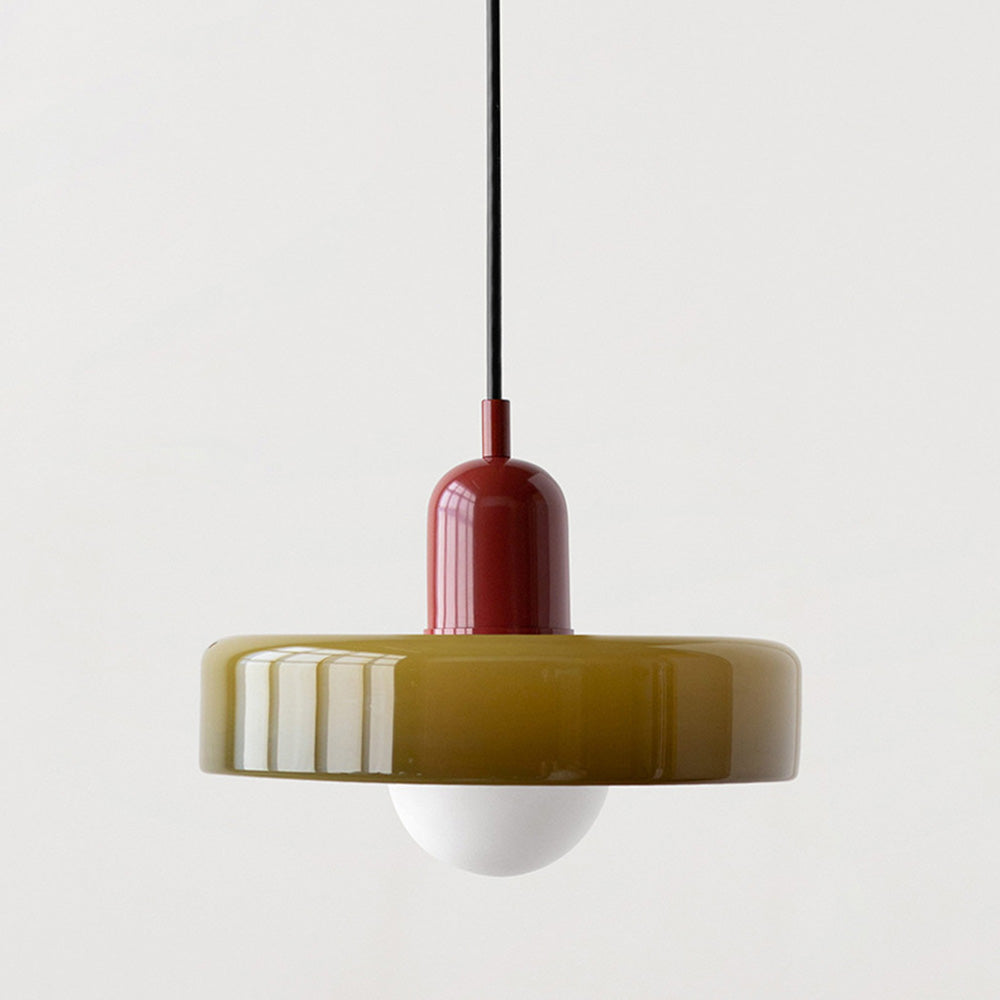 Bauhaus Coloured Glass Pendant Light – Modern Adjustable Living Room Hanging Lamp