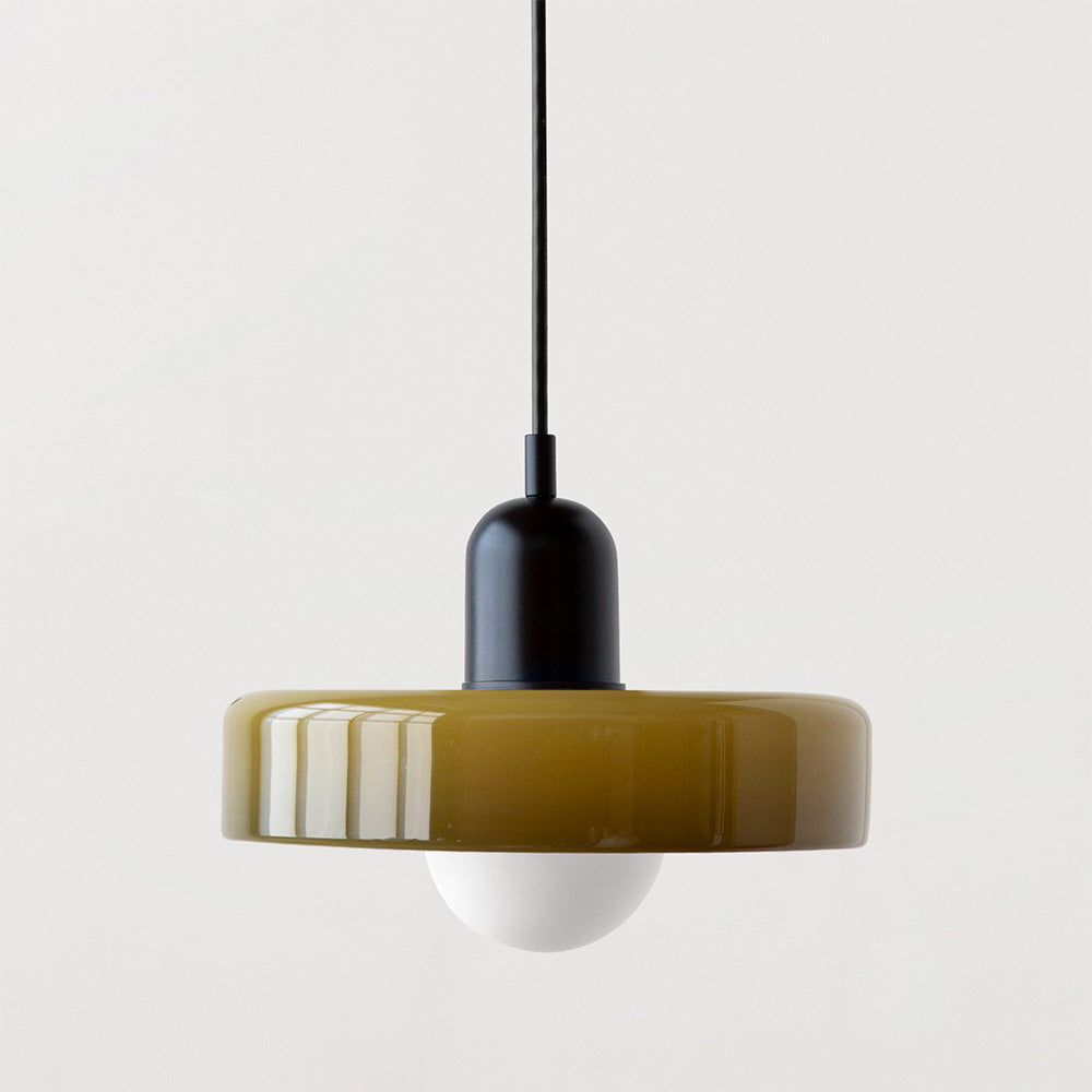 Bauhaus Coloured Glass Pendant Light – Modern Adjustable Living Room Hanging Lamp