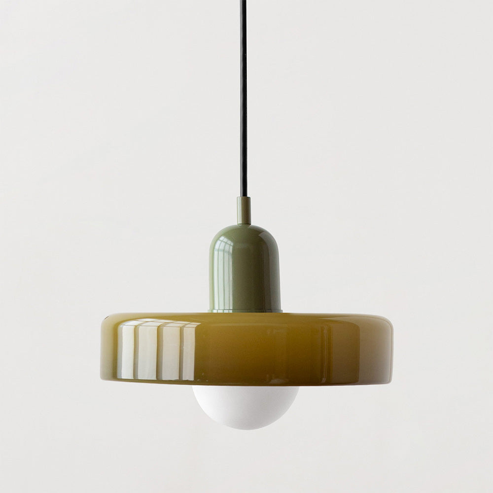 Bauhaus Coloured Glass Pendant Light – Modern Adjustable Living Room Hanging Lamp