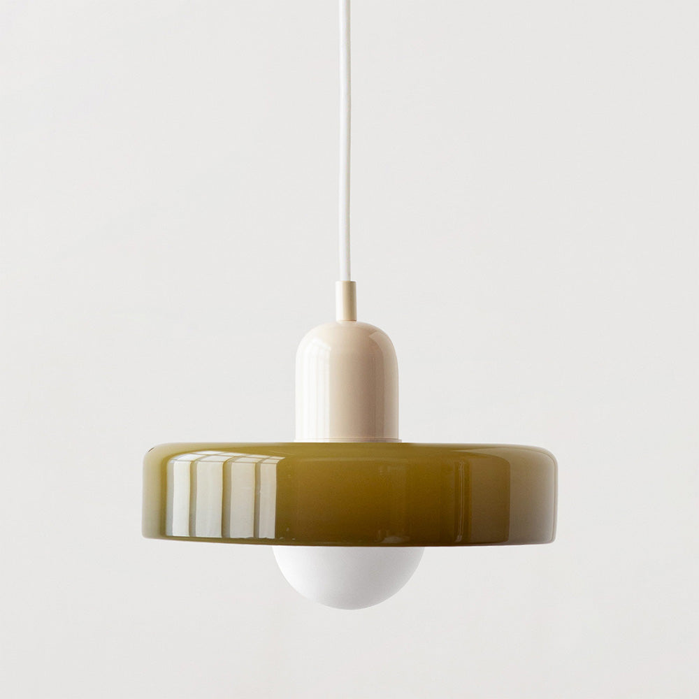 Bauhaus Coloured Glass Pendant Light – Modern Adjustable Living Room Hanging Lamp