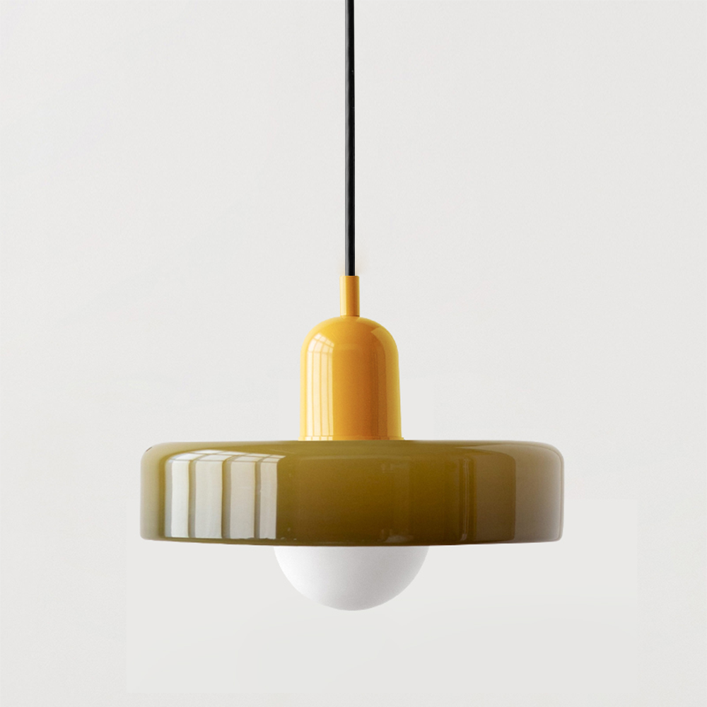 Bauhaus Coloured Glass Pendant Light – Modern Adjustable Living Room Hanging Lamp