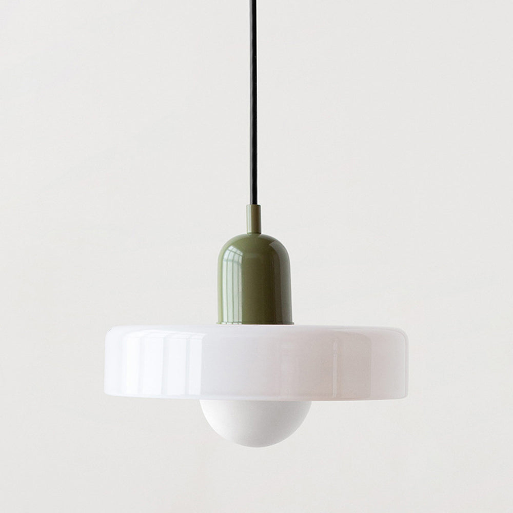 Bauhaus Coloured Glass Pendant Light – Modern Adjustable Living Room Hanging Lamp