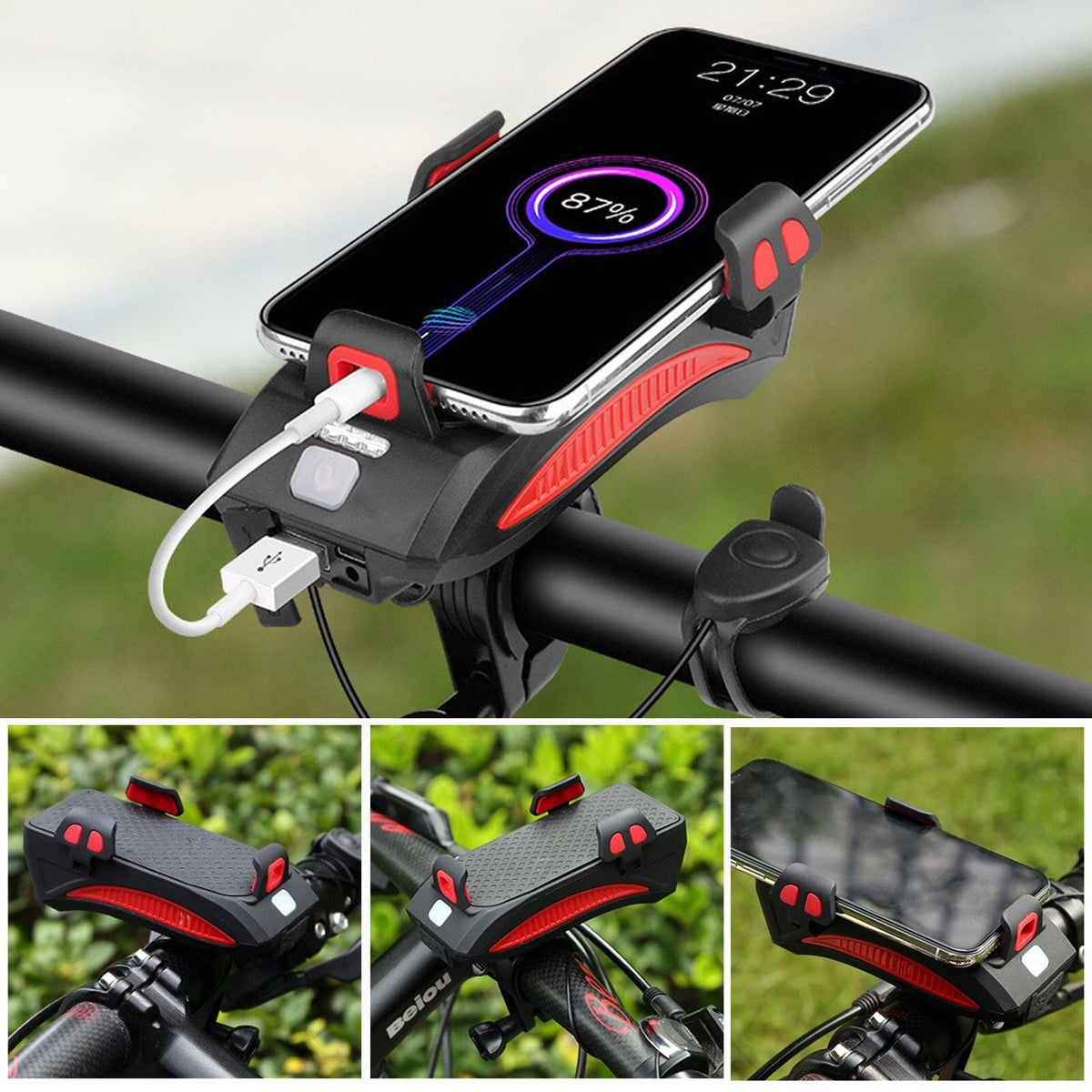 Bicycle Light with Power Bank and Phone Holder for Men and Women