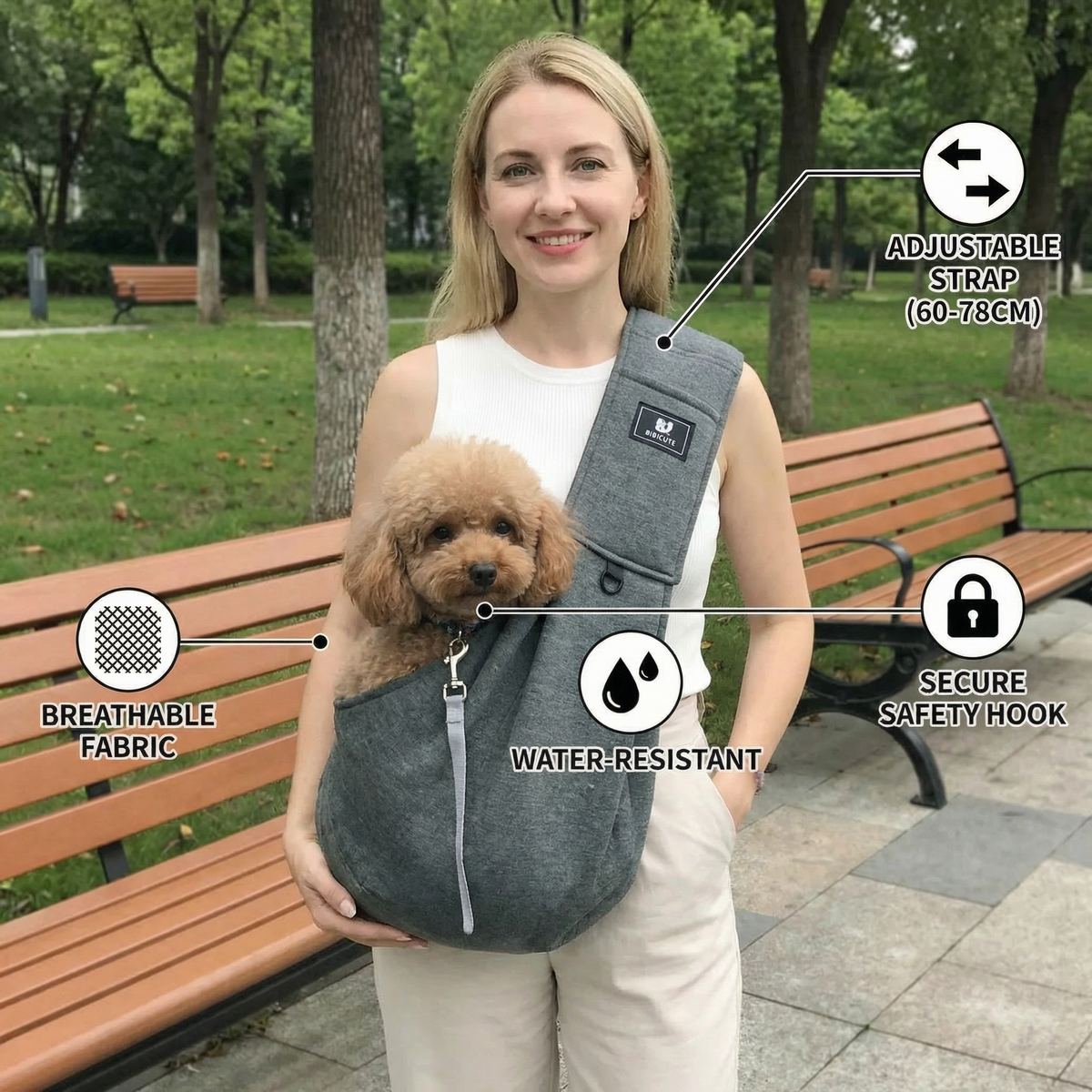 Breathable Dog Shoulder Sling Carrier — Hands-Free Compact Design