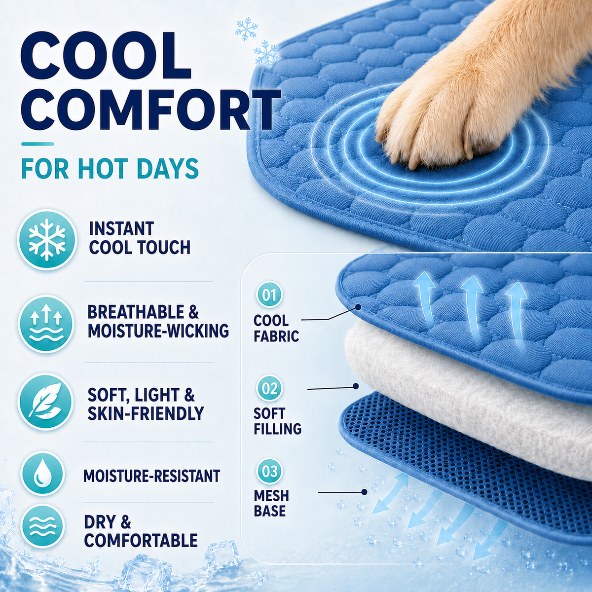 Breathable Self-Cooling Pet Sleeping Mat