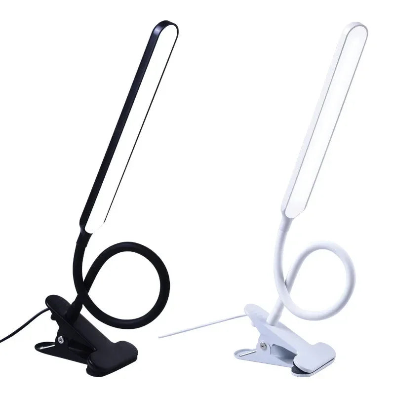 Clip-On LED Lamp with 3 Light Modes and 10 Brightness Levels, USB-Powered, Flexible Gooseneck, Dimmable and Eye-Caring