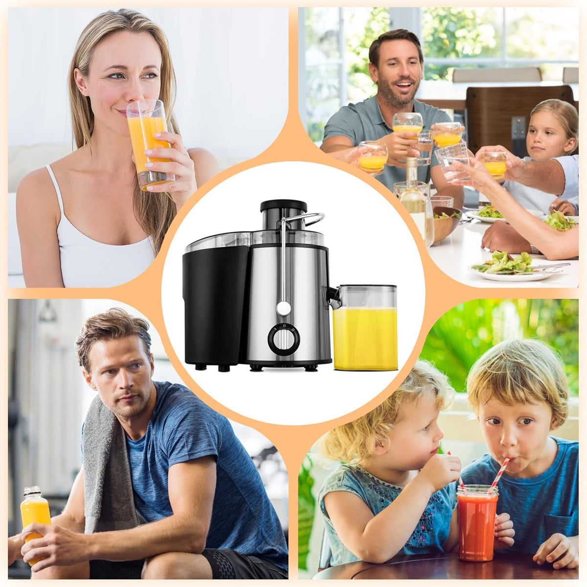 Cold Press Juicer with 3 Speed Settings – Stainless Steel, High Juice Yield, Easy to Clean