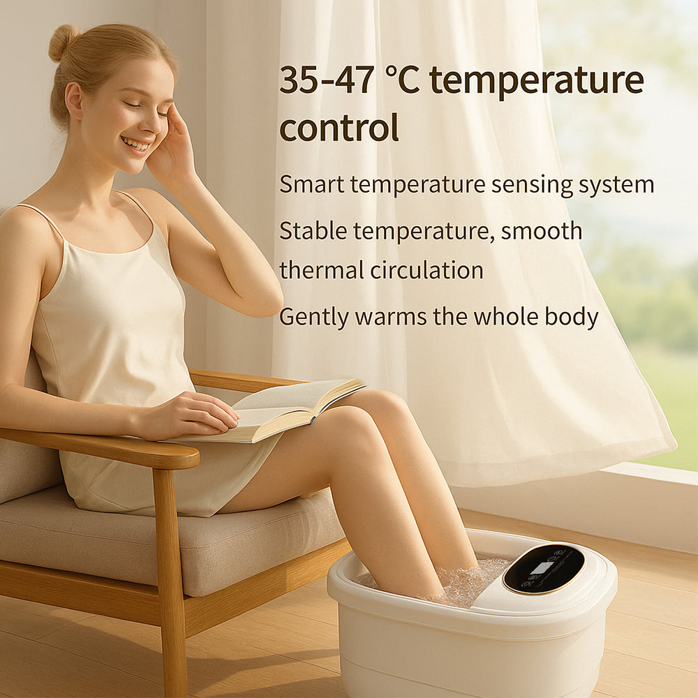 Collapsible Foot Spa with Heat and 6 Massage Rollers for Deep Massage