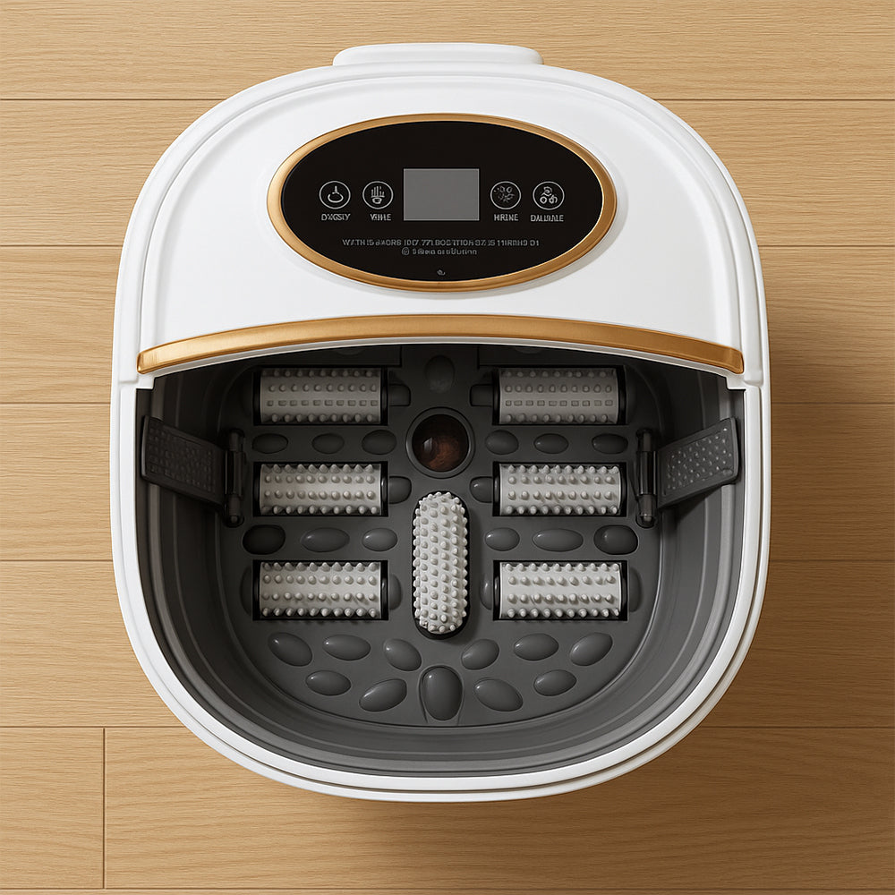 Collapsible Foot Spa with Heat and 6 Massage Rollers for Deep Massage