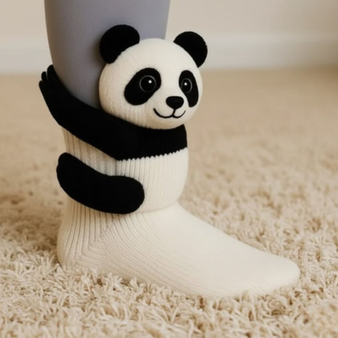 Comfortable Unisex Lounge Socks with Hugging Animals – Warm and Cute Character Socks