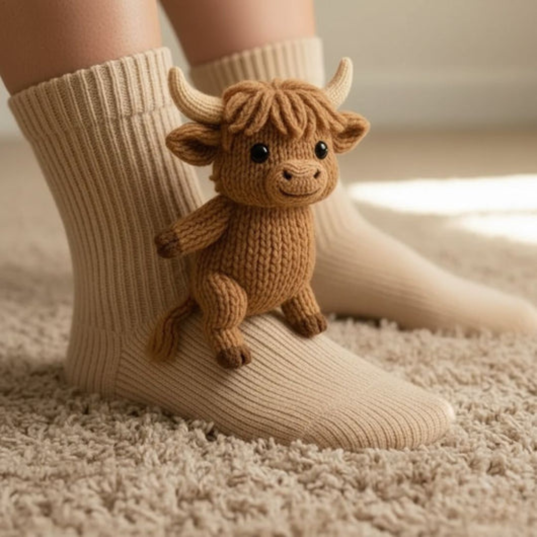 Comfortable Unisex Lounge Socks with Hugging Animals – Warm and Cute Character Socks