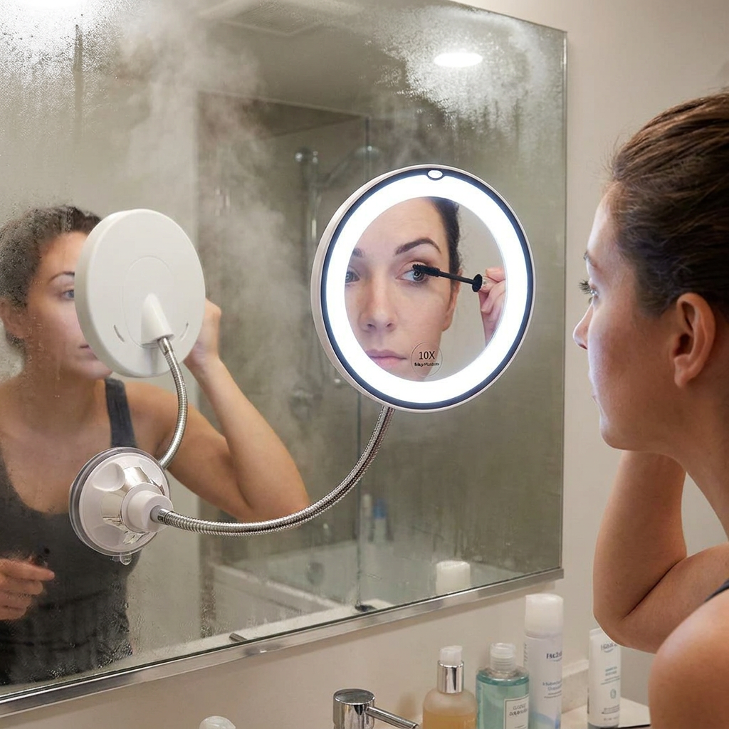 Compact 10X LED Makeup Mirror