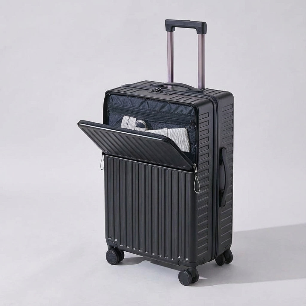 Compact Carry-On Spinner Suitcase with Laptop Compartment