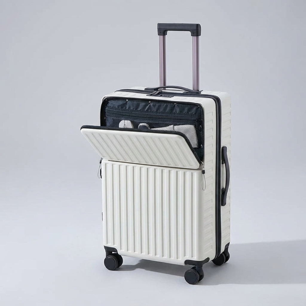 Compact Carry-On Spinner Suitcase with Laptop Compartment