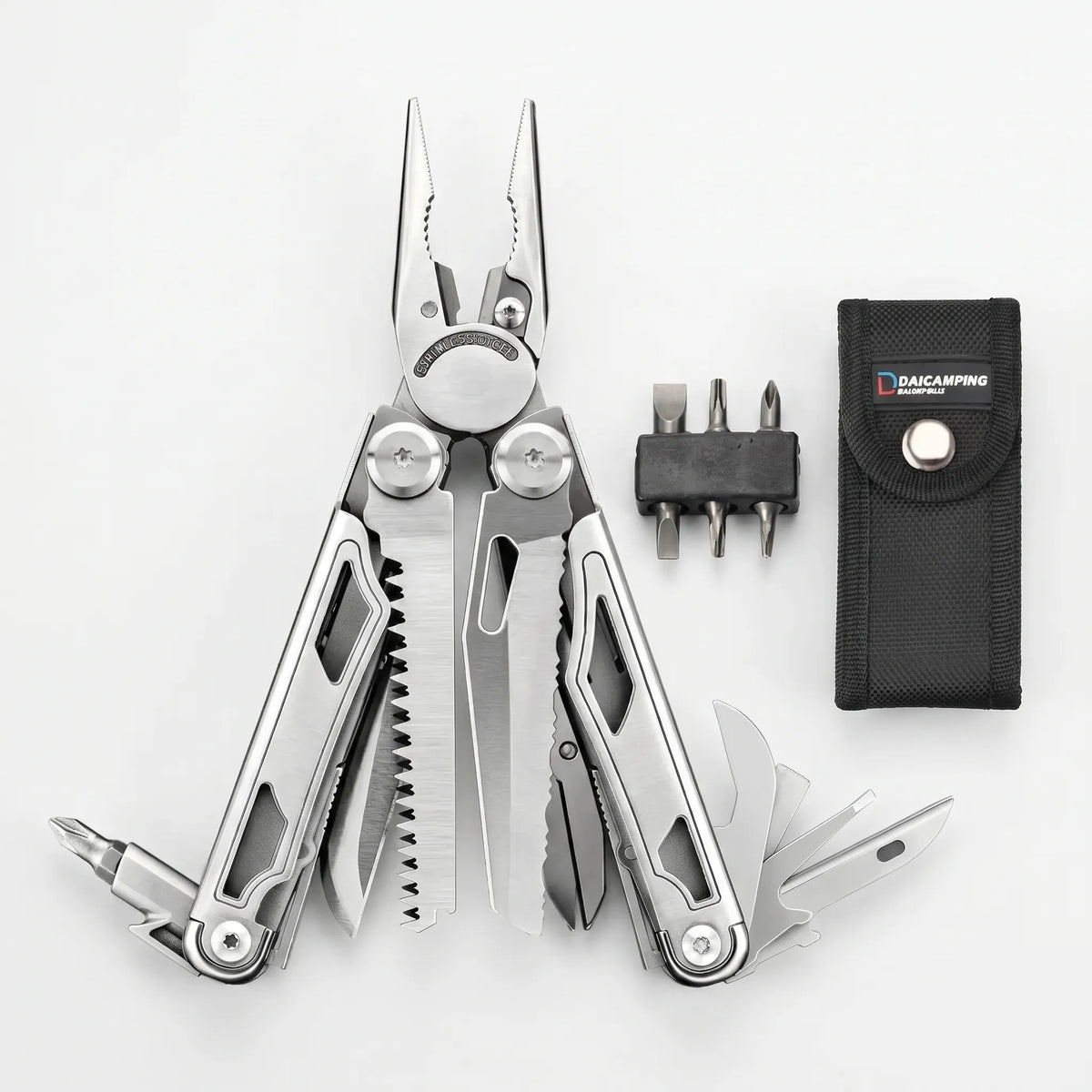Compact Folding Multi-Tool with Pliers and Screwdriver Bits