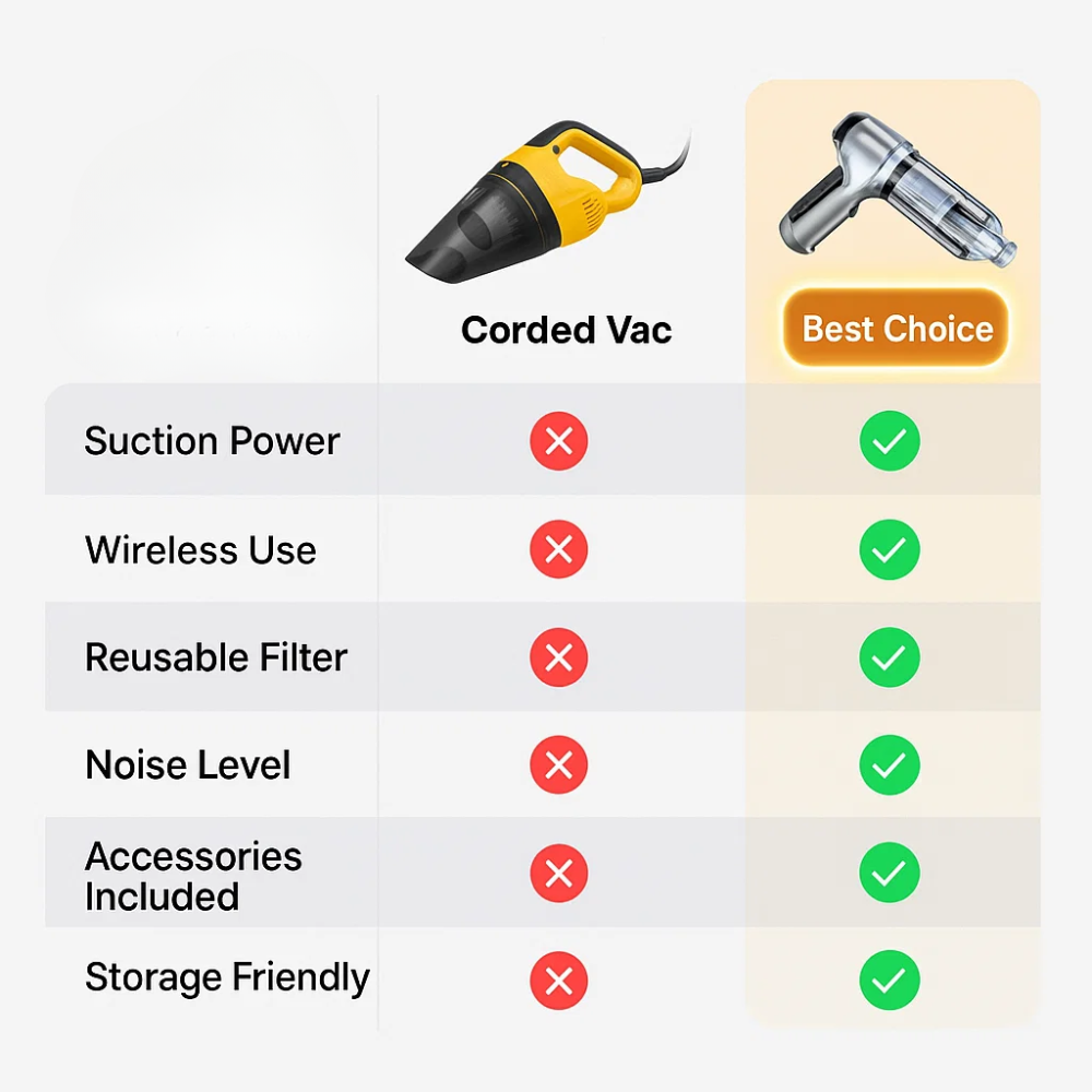Compact Portable Cordless Car Vacuum Cleaner
