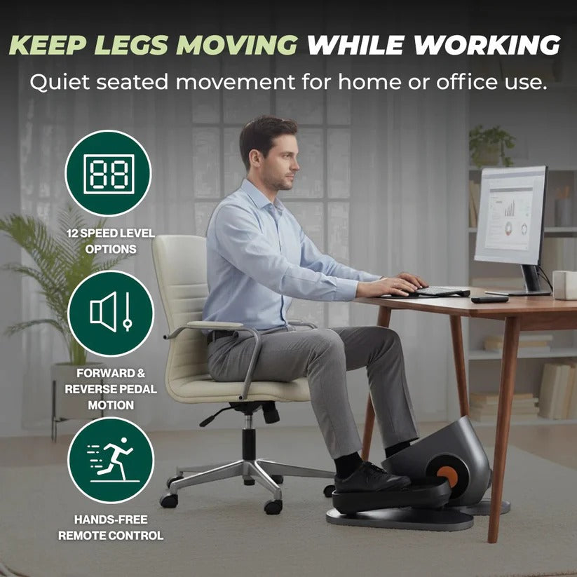 Compact Under-Desk Pedal Exerciser with LCD Screen and Remote Control