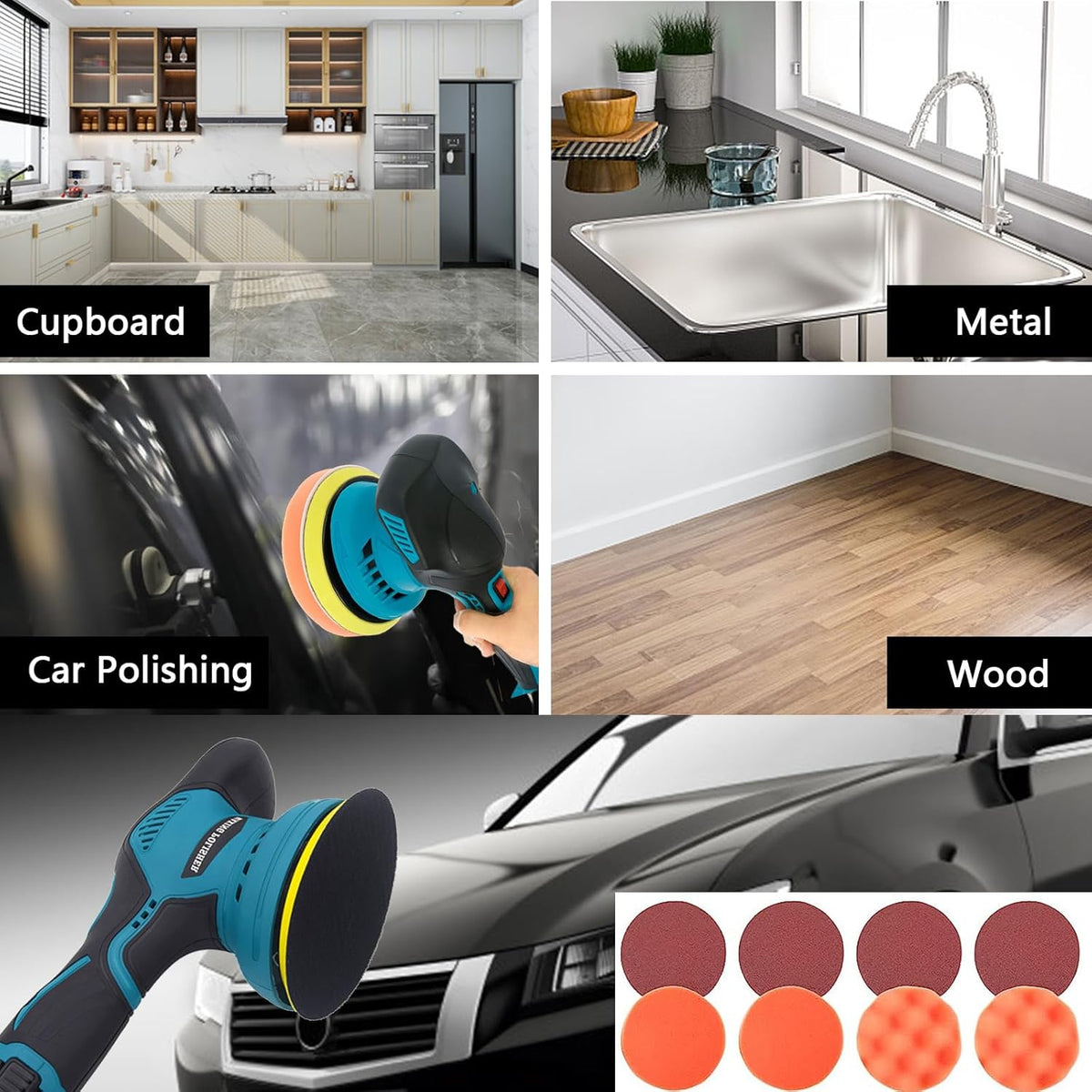 Cordless Car Polisher with Dual Batteries and 8-Speed Control