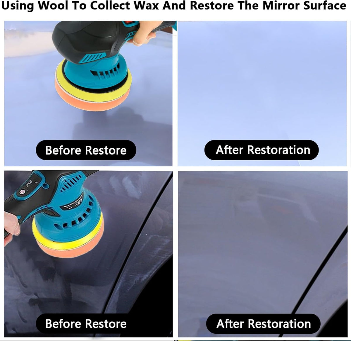 Cordless Car Polisher with Dual Batteries and 8-Speed Control