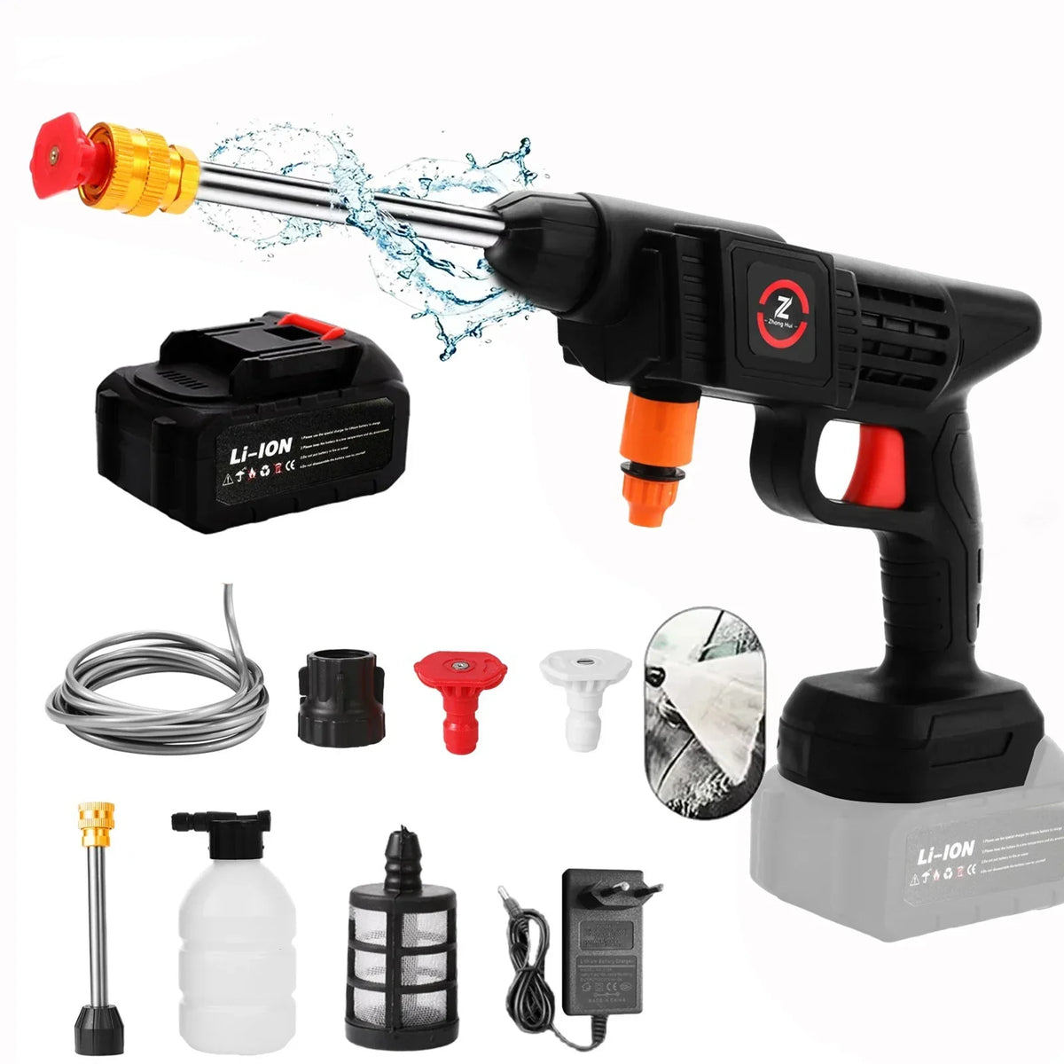 Cordless High-Pressure Washer – Portable Jet Cleaner with Lithium Battery & Adjustable Nozzle