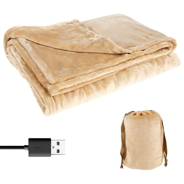 Cordless USB Rechargeable Electric Heated Flannel Throw Blanket