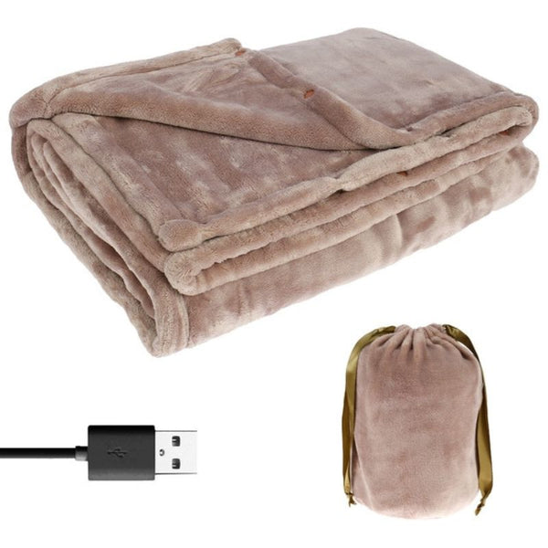 Cordless USB Rechargeable Electric Heated Flannel Throw Blanket